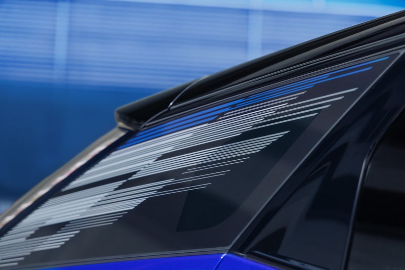 Close-up of the Modern Pattern on the 2026 OPTIQ-V Rear Quarter Glass | Durand Cadillac in Leominster MA