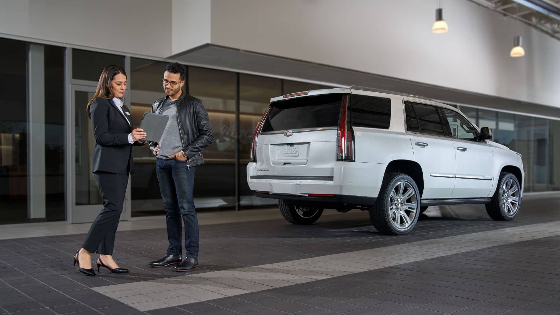 Sales person working with customer